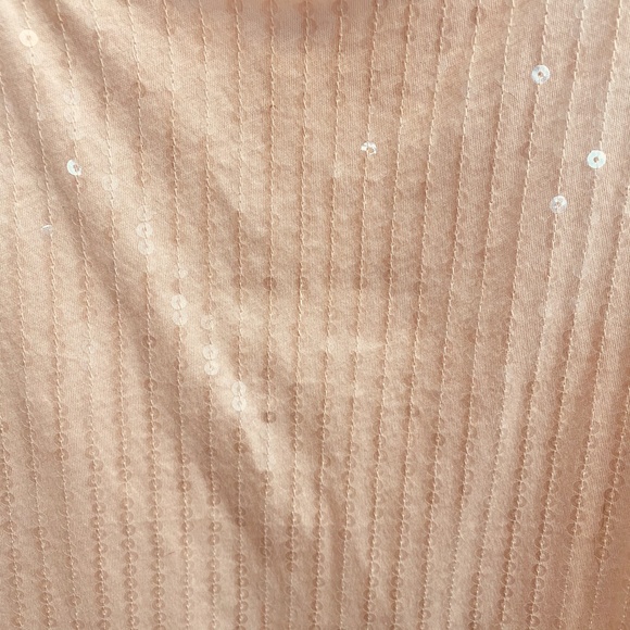 NY & COMPANY Top T-Shirt Sequin 3/4 Sleeves Scoop Neck Pink Large - Picture 9 of 11